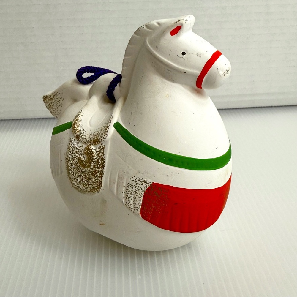Japanese Yakushigama Zodiac Ceramic Lucky Horse Bell Ornament Figurine Japan